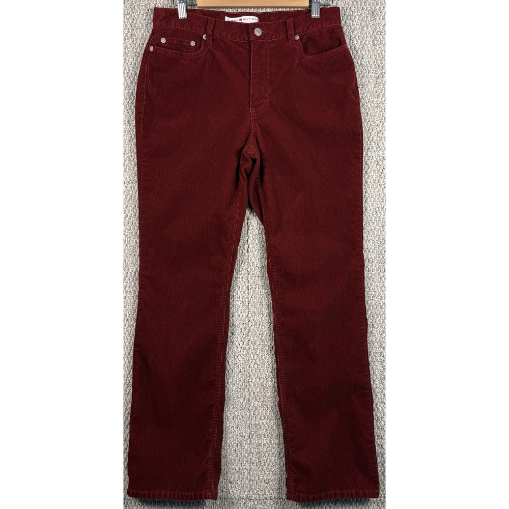 Tommy Hilfiger Red Corduroy Pants Womens 6 Y2K Straight Leg Cotton